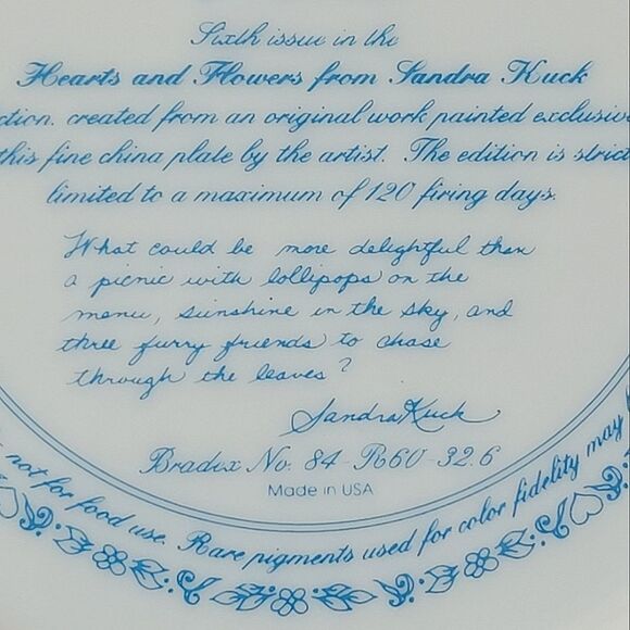 Vintage Reco "Delightful Bundles" By Sandra Kuch Porcelain Collectors Plate 1992 - Picture 10 of 10